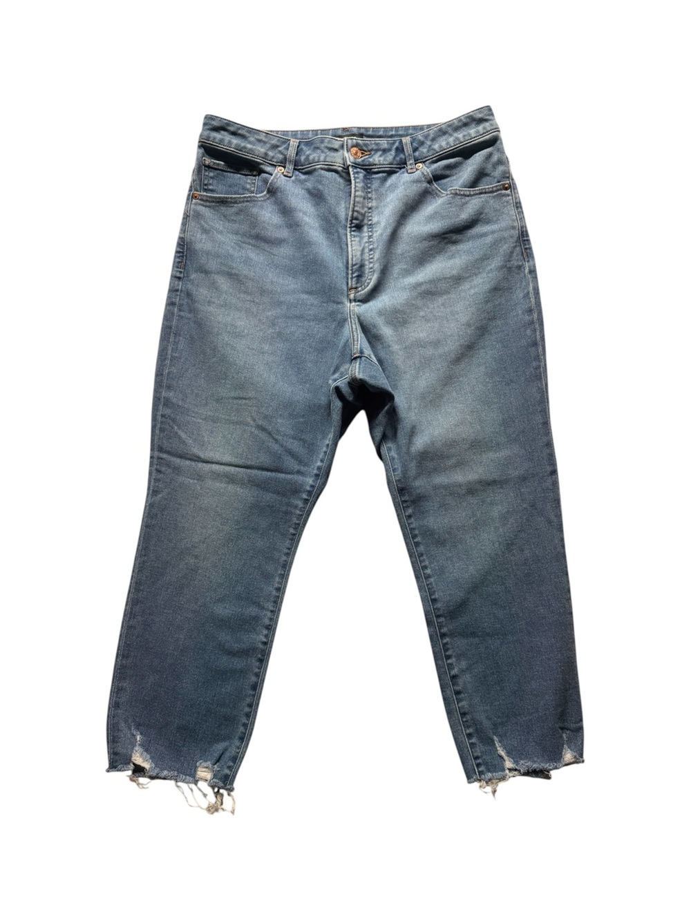 Express Curvy Slim Super High Rise Distressed Jeans Women’s 14S Raw Hem